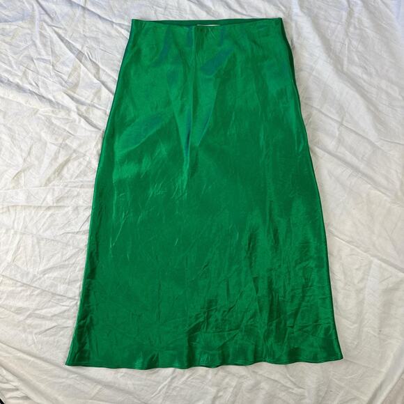 Aritzia babaton green silky green midi skirt size 0 - Picture 2 of 8
